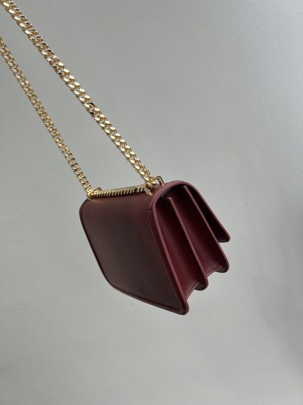 Burberry Women Small Tb Grainy Leather Shoulder Bag - Maroon - Image 5