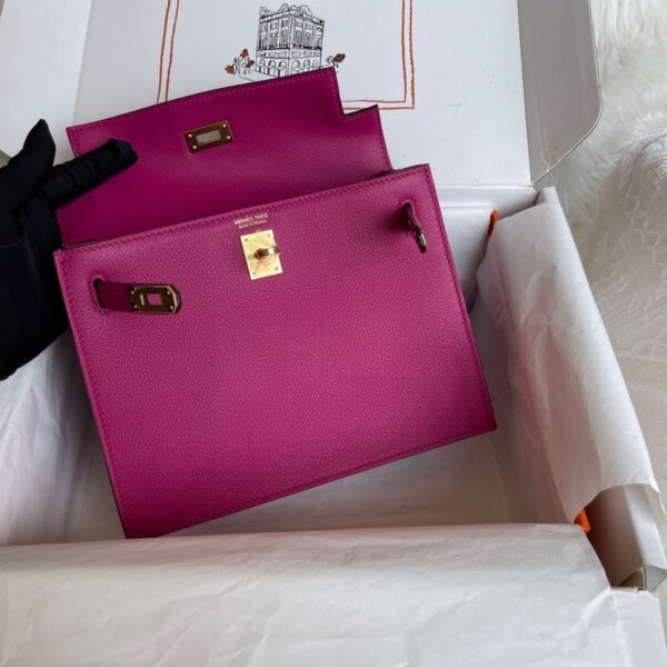 Hermes Kelly DanSe Handbag – Rose Purple (Golden Buckle) - Image 2