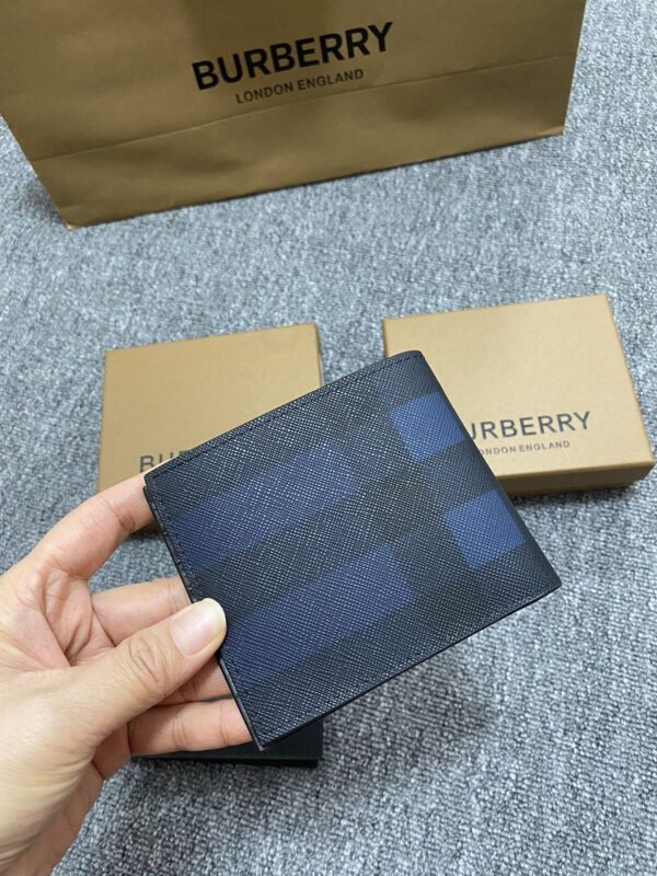 Burberry Exaggerated Check Slim Bifold Wallet - Blue - Image 5