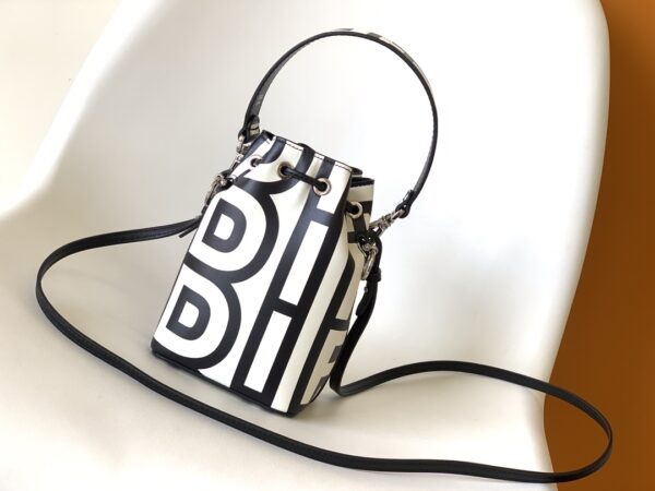 Fendi Roma and Marc Mon Tresor Mini Bucket Bag - Black/White - Image 5