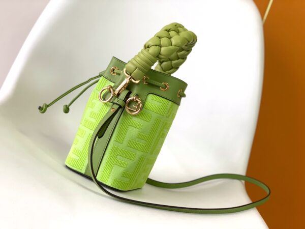 Fendi Mon Tresor Mini FF Embroidered Bucket Bag - Green - Image 4