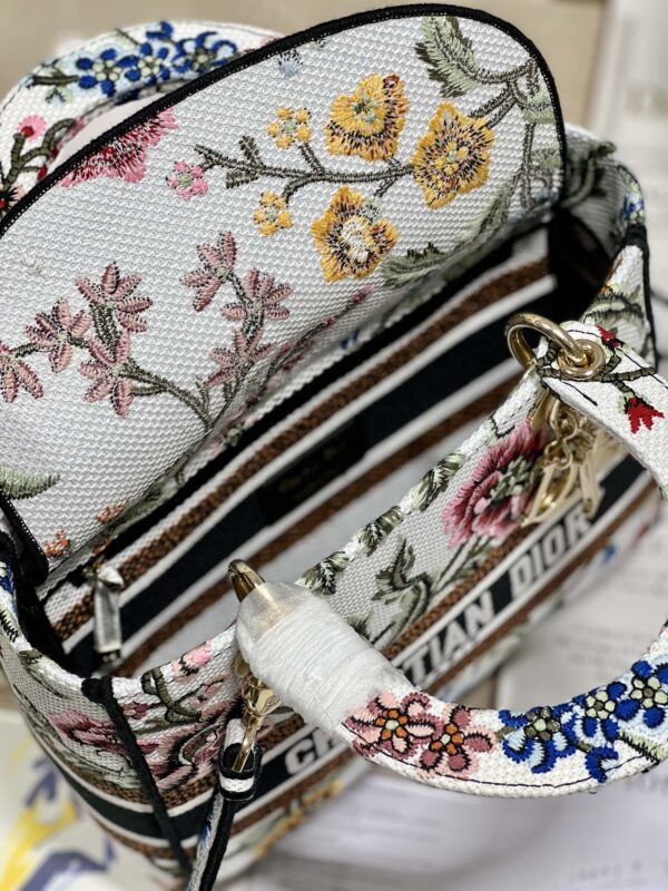 Dior Lady Embroidered Concubine Diana Bag - White Flowers - Image 2