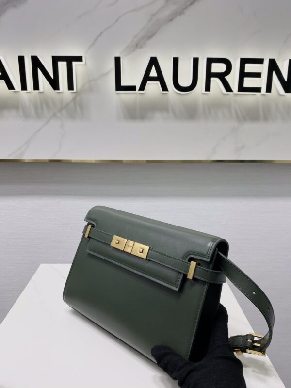 YSL Women Manhattan Baguette Box Small Leather Bag - Green - Image 2