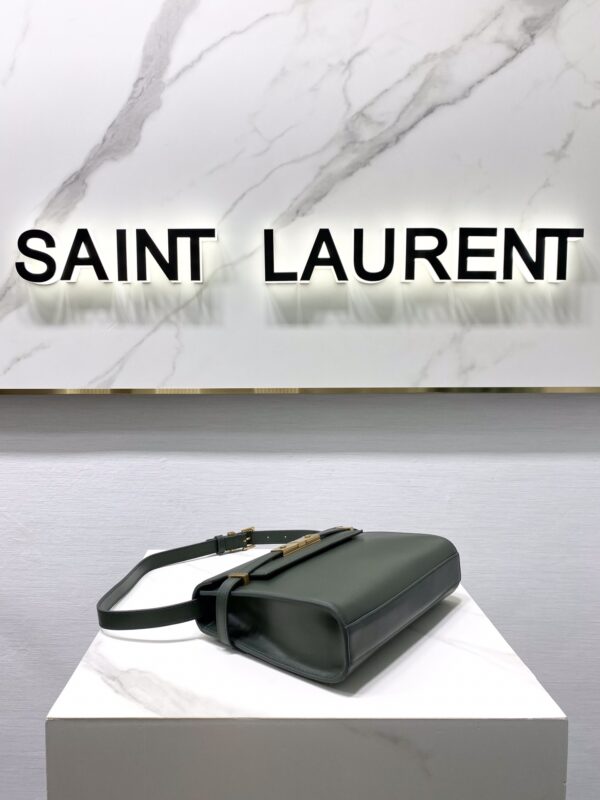 YSL Women Manhattan Baguette Box Small Leather Bag - Green - Image 4