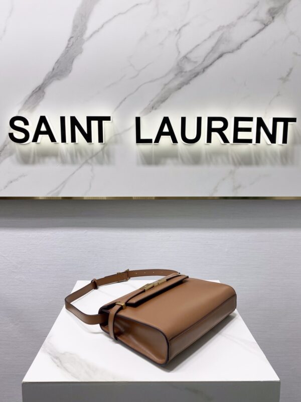 YSL Women Manhattan Baguette Box Small Leather Bag - Brown - Image 4