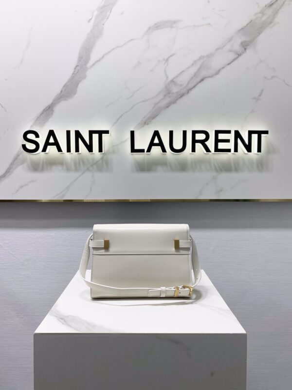 YSL Women Manhattan Baguette Box Small Leather Bag - White - Image 5