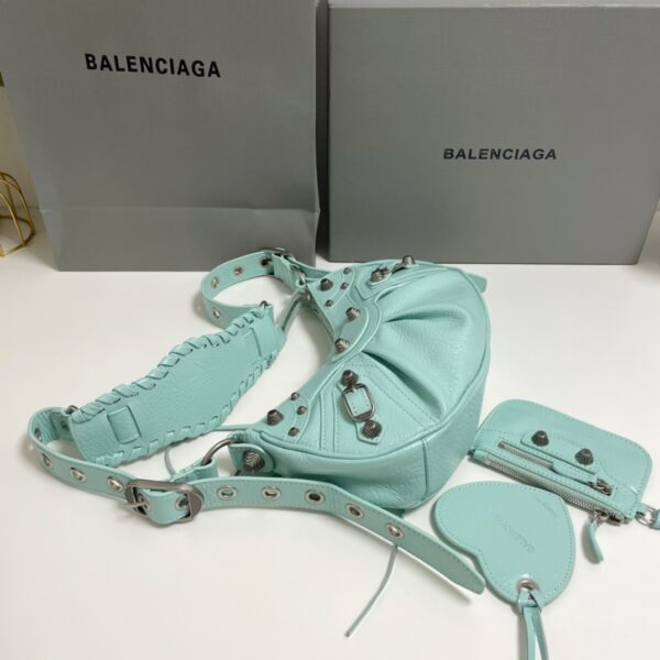 Balenciaga Le Cagole Half-Moon Small Armpit Dumpling Bag - Mint Green - Image 4