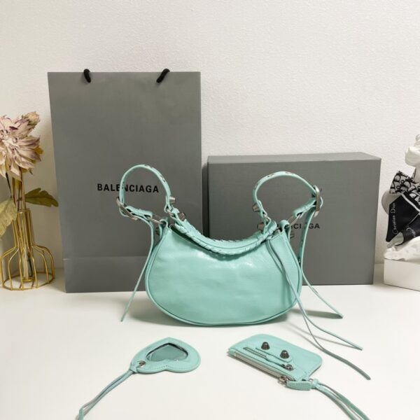 Balenciaga Le Cagole Half-Moon Small Armpit Dumpling Bag - Mint Green - Image 5