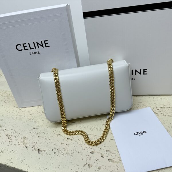 Celine Chain Underarm Triomphe Canvas Bag - White - Image 5