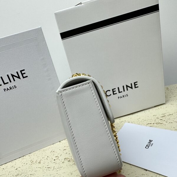 Celine Chain Underarm Triomphe Canvas Bag - White - Image 4