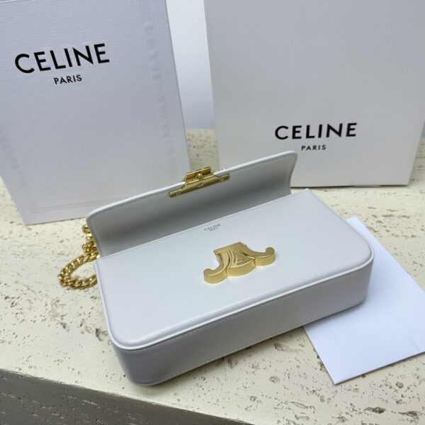 Celine Chain Underarm Triomphe Canvas Bag - White - Image 3