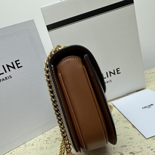 Celine Teen Besace Triomphe Glossy Cow Leather Chain Handbag - Brown - Image 2