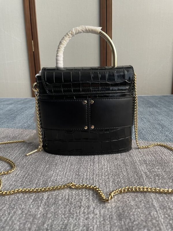 Chloe Small Aby Lock Crocodile Handbag - Black - Image 4