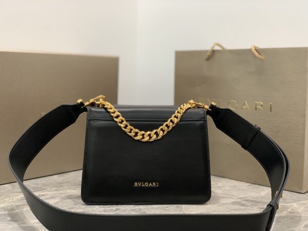 Bulgari Maxi Chain Small Lambskin Crossbody Bag - Black - Image 5