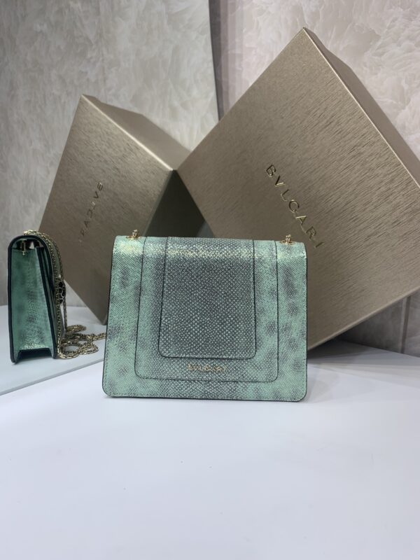 Bulgari Water Snake Skin Snake Head Small Bag - Green - Image 4