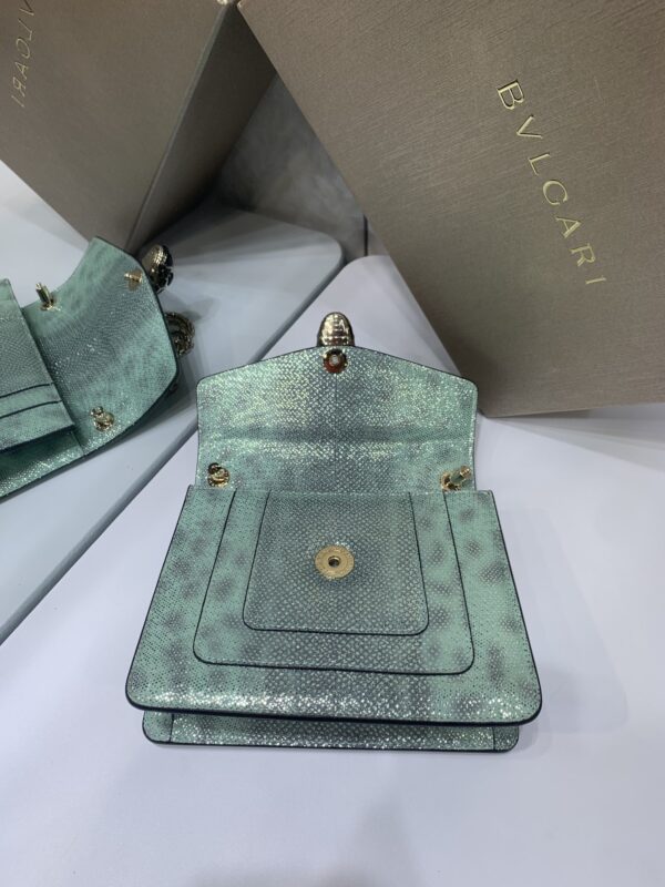 Bulgari Water Snake Skin Snake Head Small Bag - Green - Image 3