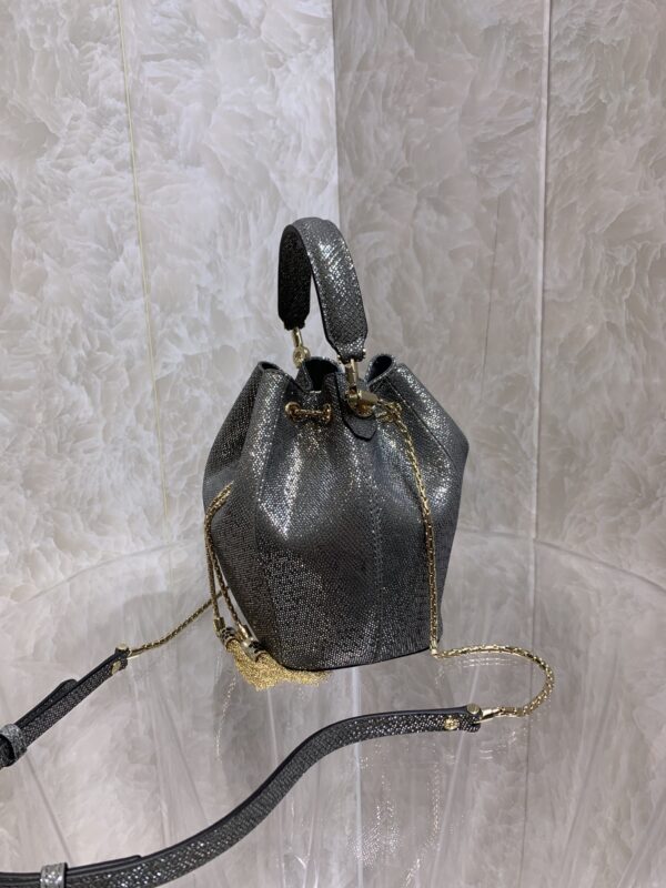 Bulgari Snake Skin Bucket Handbag  - Metal Gray - Image 5