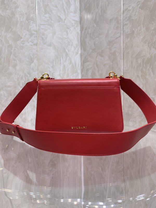 Bulgari Maxi Chain Small Lambskin Crossbody Bag - Red - Image 4