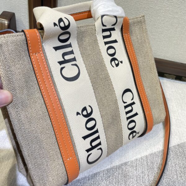 Chloe Woody Small Shoulder Strap Tote Bag - Orange - Image 3