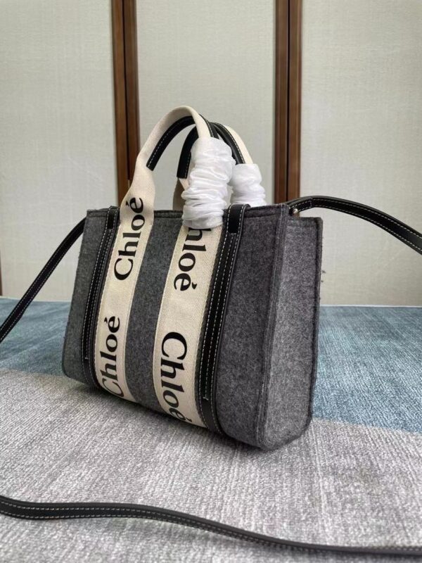 Chloe Woody Small Tote Bag - Gray - Image 5