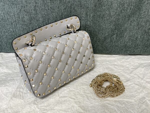 Valentino Small Sheepskin Classic Studded Handbag - Gray - Image 5