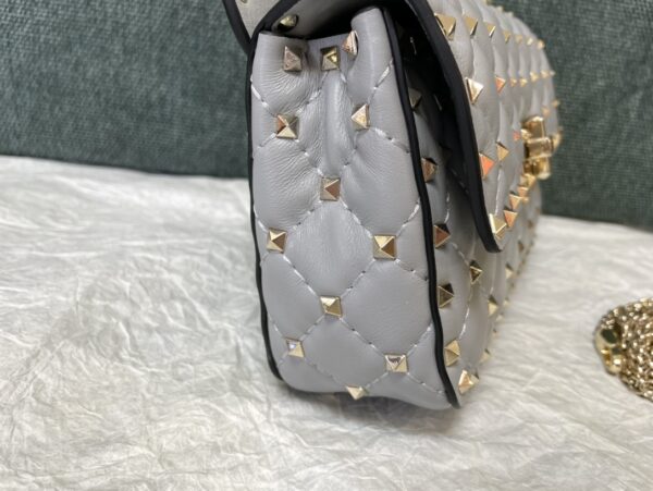 Valentino Small Sheepskin Classic Studded Handbag - Gray - Image 3