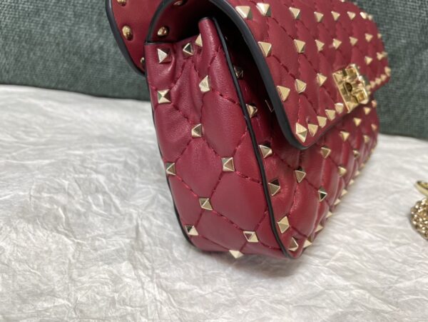 Valentino Medium Sheepskin Classic Studded Handbag - Red - Image 4