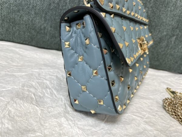 Valentino Small Sheepskin Classic Studded Handbag - Light Blue - Image 3