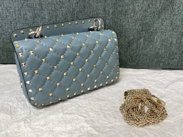 Valentino Small Sheepskin Classic Studded Handbag - Light Blue - Image 5