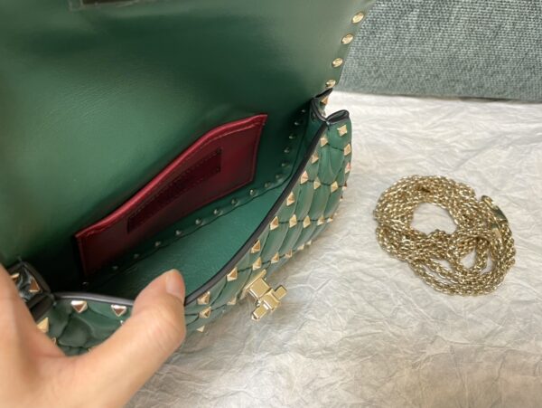 Valentino Medium Sheepskin Classic Studded Handbag - Green - Image 5