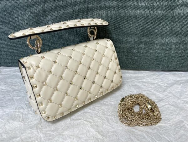 Valentino Small Papaya Gram Classic Studded Handbag - White - Image 5