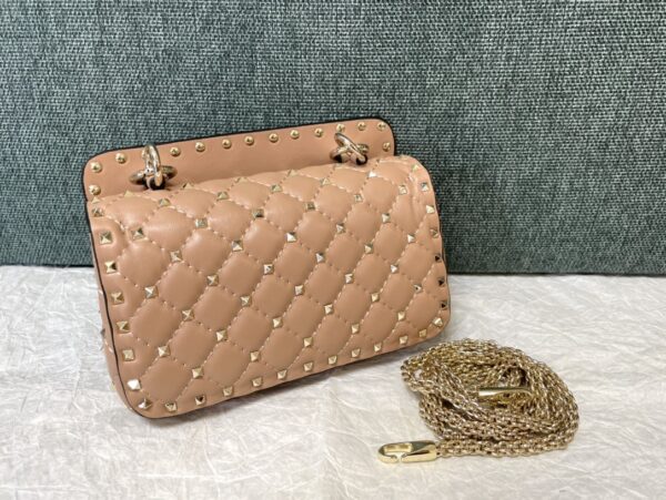 Valentino Medium Sheepskin Classic Studded Handbag - Beige - Image 4