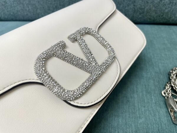 Valentino Calfskin Star Diamond Large Handbag - White - Image 4