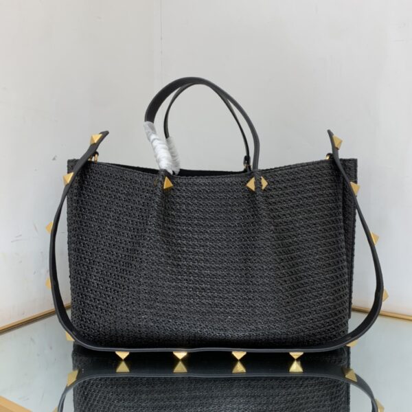 Valentino Raffia Large Bag - Black - Image 3