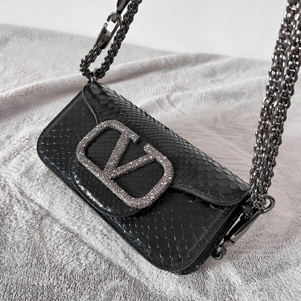 Valentino Mini Locò Crystal Decorated Handbag -  Black - Image 5