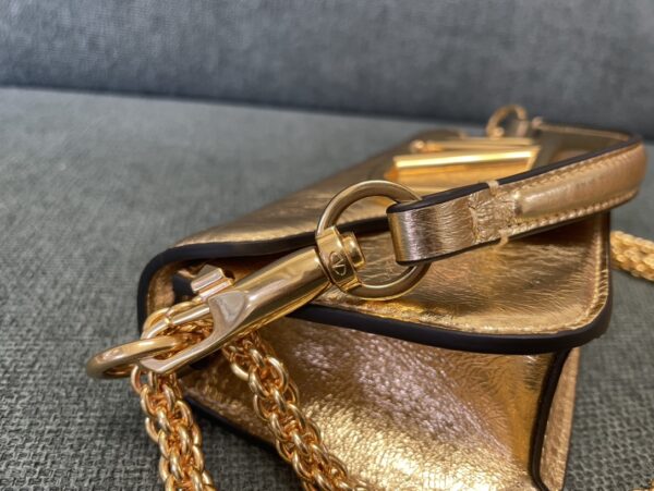 Valentino Garavani Miniloc Calfskin Bag - Golden - Image 3